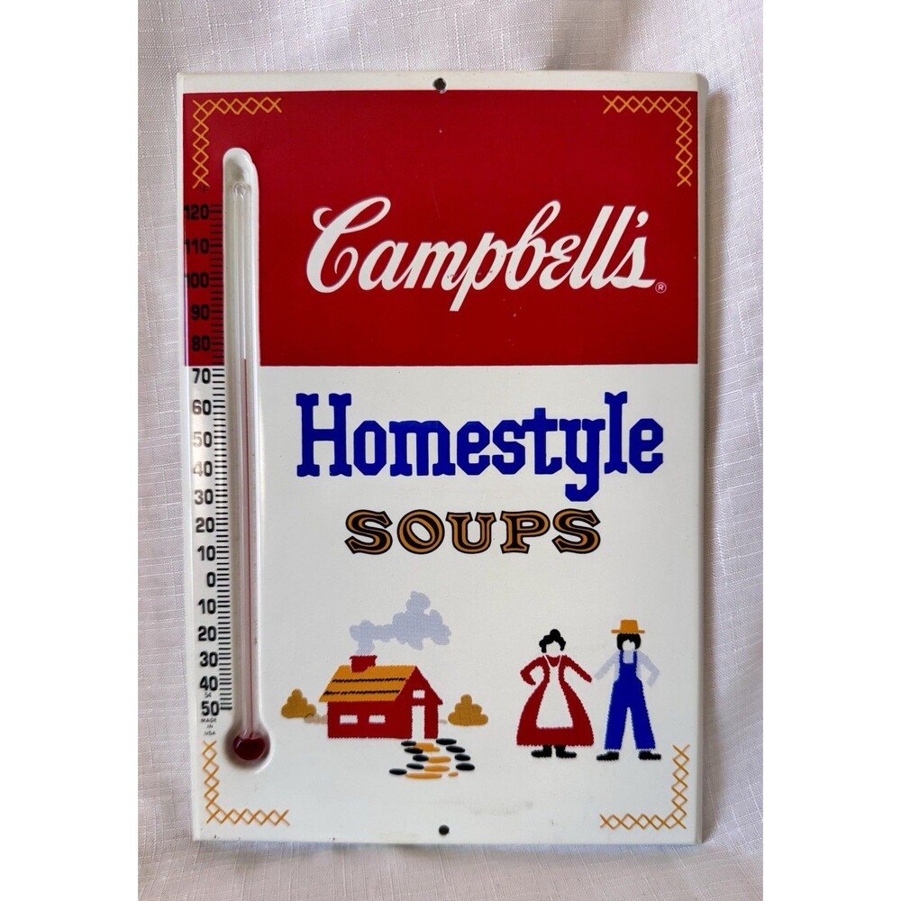 Vintage 1950's Campbell's Homestyle Soup Thermometer Sign Farmhouse Kitchen